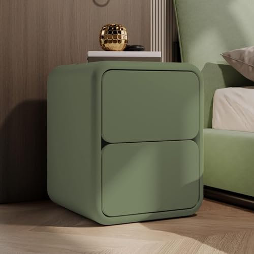 Moderner Nachttisch aus Leder, moderner Nachttisch aus Massivholz mit abgerundeten Ecken und 2 Schubladenschränken für Schlafzimmer, Büro, Wohnzimmermöbel (Farbe: Braun, Größe: 45 x 40 x 47
