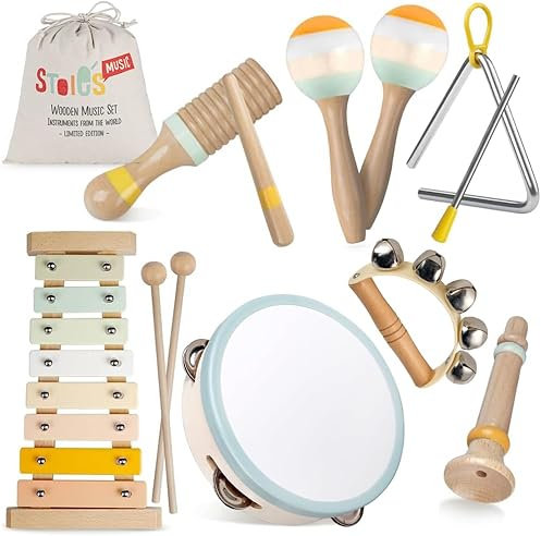 Stoie's Holz-Musikinstrumente für Kleinkinder im Alter von 1-3 Jahren, Montessori Baby Musikinstrumente für Kleinkinder von 3–5 Jahren, Musikinstrumente