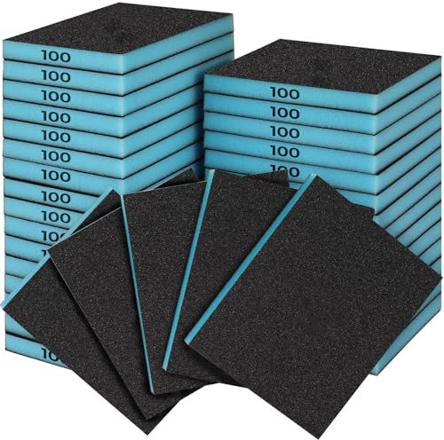 Sruhrak 18 Stück Weich Schleifschwamm, 100 Körnung Weiches Schleifblock Nass und Trocken Schleifschwämme Waschbar und Wiederverwendbare Schleifpads für Holz, Kunststoff und Metall Polieren