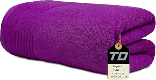 Textile Do Luxury Super Jumbo Bath Sheet (100 x 200 cm-700 GSM) 100% Egyptian Cotton Extra Lage Bath Sheet Towels (Cotton, Purple)