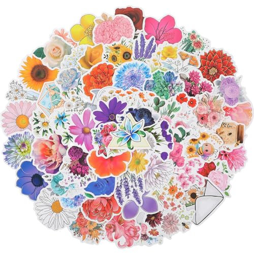 Tyqour 120pcs Flower Stickers for Scrapbooking Floral Stickers Aesthetic Self-Adhesive Transparent Flower Stickers Decals Natural Journaling Sticker Scrapbook Supplies for Junk Journal Planner Laptop