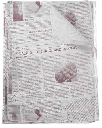 sourcing map 200 fogli di carta cerata quadrati, 23 x 33 cm, stile giornale, carta da regalo per panini, carta da forno, cestino da picnic, pane, hamburger, cucina, bianco