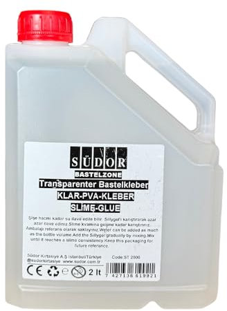 Transparenter Bastelkleber. Klar-PVA-Kleber. Lösungsmittelfreier Kleber für Kinder. Geeignet zum Schleim selber machen. Ungiftig. Auf Wasserbasis (2 Liter)