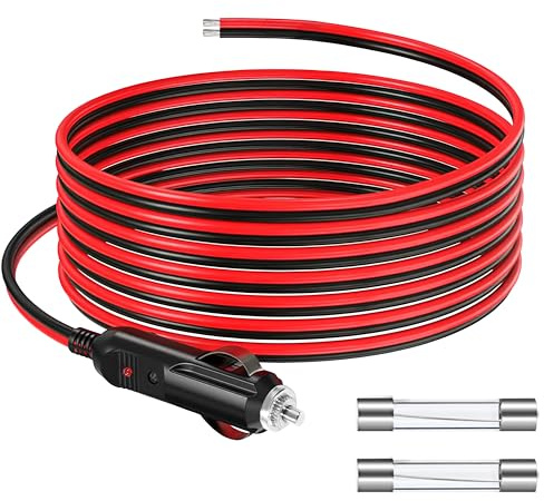 GUNGY 4M Zigarettenanzünder Verlängerungskabel 12V Autostecker Zigarettenanzünder Steckerkabel 14AWG mit Sicherung 15A für Auto LKW Wohnmobil Zigarettenanzünder-Buchse