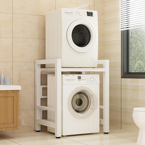 Nordivo Colonne Lave Linge Seche Linge,Meuble Seche Linge,Plan De Travail Machine À Laver Et Seche Linge,Meuble De Rangement Machine A Laver,Rangement Machine A Laver,3 Hauteurs Réglables(White)