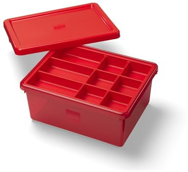 Room Copenhagen LEGO Sort & Store Medium Rot – 17,7L Robuste Aufbewahrungsbox mit herausnehmbaren Trennwänden für Steine, Minifiguren & Zubehör