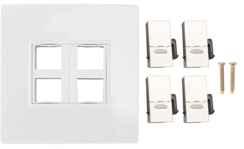 CAT6 Ethernet Faceplate, Ethernet Wall Plate 4 Port Female to Female Wall Socket for CAT5 CAT5E CAT6 CAT6A Network Cable