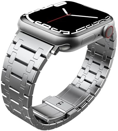 BKUANE Cinturino in metallo per Apple Watch Ultra 10 9 8 7 45mm 49mm 41mm IWatch 10 46mm 42mm cinturino per orologio in acciaio inossidabile 6 5 4 SE 44mm 40mm cinturini per orologi(Silver,S10 42mm)