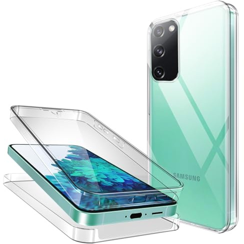 Jrkvniv Hülle für Samsung Galaxy S20 FE 5G Handyhülle 360 Grad, 2 in 1 Separat Hart PC Zurück + Weich TPU Vorderseite, Transparent Full Schutzhülle Kratzfest Dünn Case Silikon Cover für Samsung S20 FE