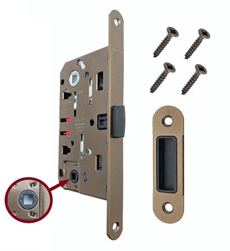 Serratura AGB Mediana Evolution con solo Scrocco Centrale per Porta Interna. (Bronzato WC)