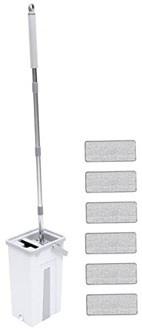 NIYANGLE Kit De Cubo para Trapeador Autoescurrible Trapeador De Microfibra Herramienta De Limpieza