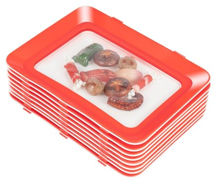 8PCS Frischhaltetablett, Food Preservation Tray, Vakuumversiegelung Konservierung, Tablett Frischhaltedose, mit Elastischer Folie Aufschnittbox Fresh Plate, Food Reusable Storage Container