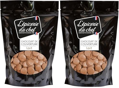 Epicerie Du Chef Sachet Refermable De Palets De Chocolat De Couverture Lait 200 G (Lot de 2)