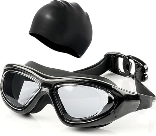 SkyFace Optische Schwimmbrille mit Sehstärke Dioptrien: 0bis 0 to -9.0, Beschlag-UV-Schutz Schwimmbrille Super Paßform mit Badekappe, Kostenlose schöne Box