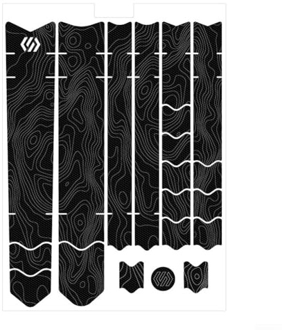 Fahrrad Schutzfolie Anti-Kratzer Aufkleber für Kies Rennrad Rahmen 3D Microcarving Verschleißfest Decal Set in Schwarz oder Transparent, Selbstklebend Schutz gegen Absplitterungen und Kratzer(03)