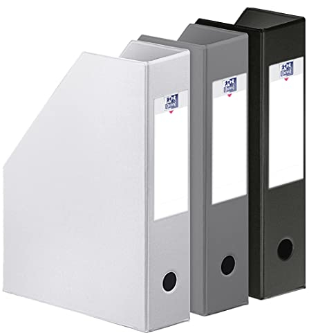 Oxford Color Life Urban Lot de 3 Porte-revues PVC dos 7 cm Blanc/Gris/Noir