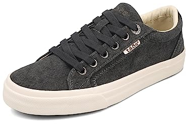 Taos Plim Soul Damen-Sneaker-stilvoller Plateau-Sneaker mit Kurven & Pods, herausnehmbares Fußbett, Fußgewölbeunterstützung, klassisches Design für alltägliche Mode, ganztägigen Komfort, anthrazit,