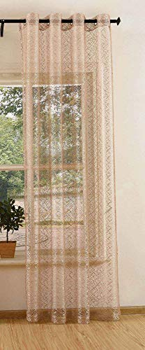 Gardine Netzvorhang mit Ösen einfarbig transparent Deko Vorhang Netz Struktur 245x140 Taupe, 20352