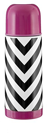 Premier Housewares Mimo Chevron Vacuum Flask, Double Walled, 350ml, Stainless-Steel, Pink, 7 x 7 x 20 cm