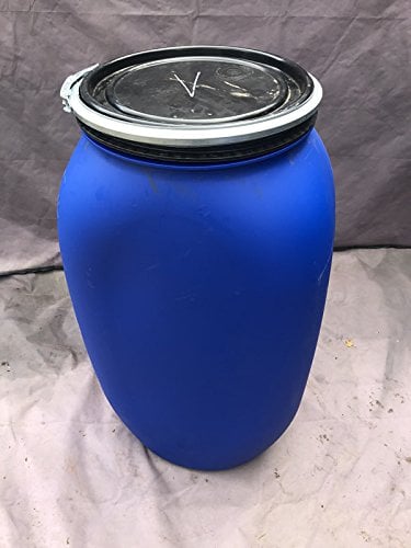 130 Liter Regentonne mit Deckel Dichtungsgummi und Spannring Futtertonne Kunststofffass Fass Deckelfass Rundfass Standfass blau Regenfass Weithalsfass 130L
