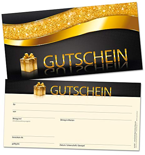 Geschenkgutscheine für Kunden, branchen-neutral verwendbares Design, 50 edle Karten, blanko, selbst beschriften mit Betrag, Name, Firmen-Stempel
