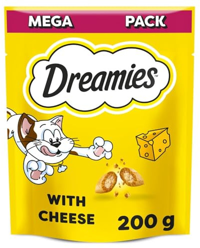 Dreamies Mega Pack Cat Treats, Tasty Snacks with Delicious Cheese, 6 Pouches of 200 g