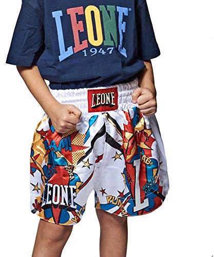 LEONE 1947, Pantaloncino Thai Jr Hero, Unisex Bambini, Bianco, XL, ABJ02