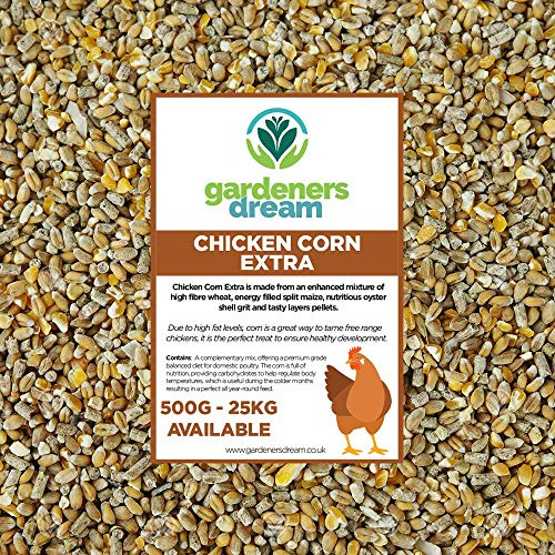 GardenersDream Chicken Corn Extra | Premium Grade Poultry Feed | Nutritious Oyster Shell, Layers Pellets, Fibre Wheat & Split Maize | High Energy, Protein-Rich Food Mix | Year-Round Seed (5kg)