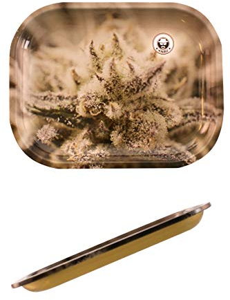 Heisenberg Metall Drehtablett/Rolling Tray in 4 Designs - 18cm x 14cm - Extra hoher Rand 1,5cm - Rolltablett Design Ganja