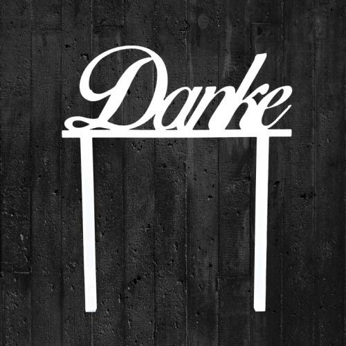 Cake-Topper Danke Acryl weiß