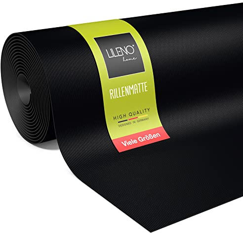 LILENO HOME Rillen Gummimatte Meterware 80x100 cm - Gummiläufer Rillenmatte (3mm) als Werkstattboden, Antirutschmatte, Werkbank Auflage u. Bodenmatte - Gummi Matte für Keller, Anhänger, Garage