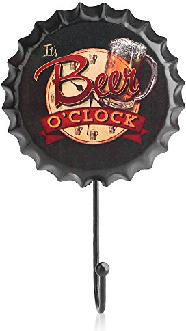 HERCHR Retro Decorative Wall Hooks, Rustic Metal Tin Sign Hanging Hook Bottle Cap Style Metal Hook for Pub Club Bar Cafe Restaurant Decoration