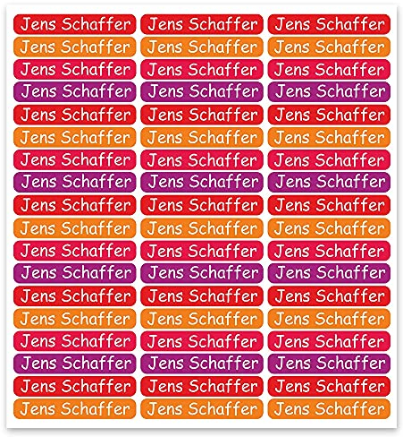 INDIGOS UG - Namensaufkleber Kinder Schule - 270 Namensschilder selbstklebend Mini - rot - 40x6mm - Aufkleber selbst gestalten - personalisiert mit Wunschtext - für Kindergarten, Sport