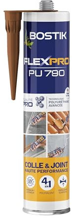 Bostik Mastic Colle Flexpro PU 790 – Colle et Jointe Tous Matériaux – Multi-Usages – Intérieur/Extérieur et Milieux Humides – Formule Polyuréthane Haute Performance – Couleur : Marron – 300 ml