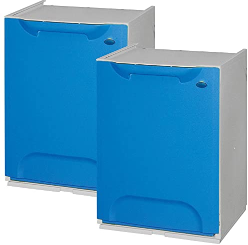 Set de 2 papeleras de reciclaje en polipropileno azul, con depósito 20L