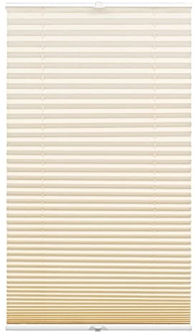 GARDINIA Plissee Concept Tageslicht, Blickdichtes Faltrollo, Alle Montage-Teile inklusive, EASYFIX Plissee verspannt mit Zwei Bedienschienen, Beige, 80 x 130 cm (BxH)