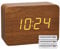 TFA Dostmann Design Funk-Wecker in Holz-Optik Clocco, 60.2549, Kunststoff, L 100 x B 41 x H 70mm (braun/orange mit Batterien)
