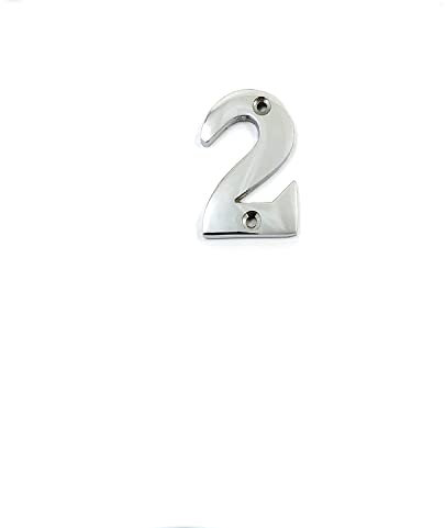 Ironmongery Solutions® Number 0-9, Elegant and Bold Door Numerals in SATIN CHROME. Suitable for All Door Types Including Wooden, uPVC and Composite. Size50mm. (Number 2)