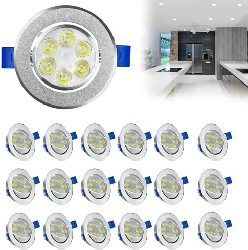 YUENFONG LED Einbaustrahler 20X3W Flach Einbauleuchte Spot Strahler Deckenstrahler, Badleuchte Einbauspot für Wohnzimmer Schlafzimmer und Küche (20er Set, Kaltweiß)
