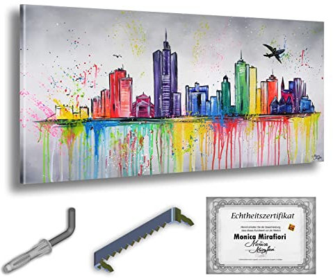 Monica Mirafiori I 100% HANDGEMALT I Gemälde Frankfurt I 140x70cm | Gemälde Handgemalt | Acrylgemälde | Sehr Großes Acrylbild I Moderne Kunst I Kunstbilder