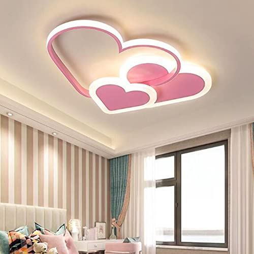 Kreative Herzförmig Deckenleuchte Kinderzimmer Deckenlamp LED Dimmbar Mit Fernbedienung Modern Baby Mädchen Schlafzimmer Wandlampe Acryl Schirm Wohnzimmer Esszimmer Hotel Bad Deckenlicht,Rosa,42cm