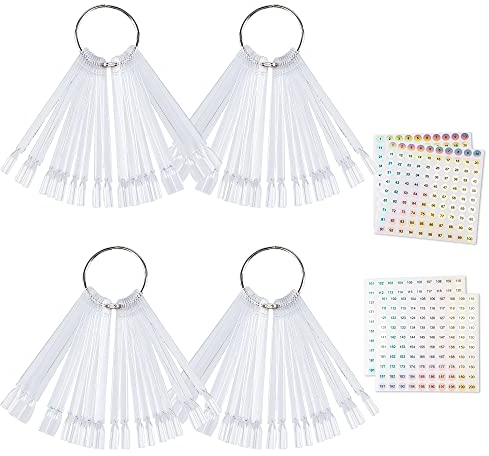 200 Stück Nagel Stick Display,SUPRROW Nail Art Tips Nagellack Display Ring Stick und 4 Nummern-Aufkleber für Display und Praxis DIY Nail Art Nagelstudios(Transparent)