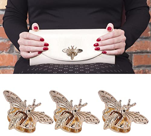Turn Lock,3Pcs Bee Shape Purses Handbag Decorative Lock,Bag Clasps and Closures Metal Tuck Lock Buckle,Twist Lock Purse Clasp Closure Lock Clutch Closure for DIY Bag Handbag Making