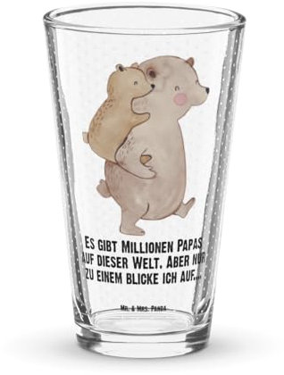 Mr. & Mrs. Panda Premium Trinkglas Papa Bär - Geschenk, Sohn, Bierglas, Vati, Oma, Schwester, bester Vater, Vatertag, Vater, Mama, Papi, Wasserglas,
