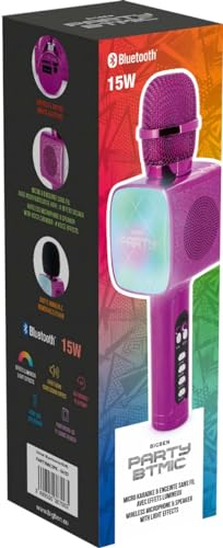 BIGBEN Party - Microfono Bluetooth tutto in uno - Effetti sonori e luminosi - Rosa