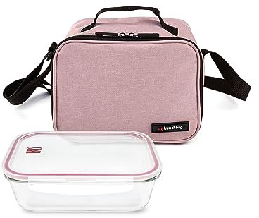 Iris Barcelona Bolsa Térmica Porta Alimentos 8L - Bolsa Almuerzo + Táper de Cristal, Lunch Bag Portátil, Bolsa Térmica comida para Trabajo y Picnic, Mantiene Frío hasta 8 Hs, Nevera Portátil Pequeña