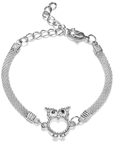 Wendalern Silbernes Eulenarmband Cubic Zirkonia Eulenarmband Cz Eulenarmband Glänzend Diamant Eule Tierarmband Schmuck Für Frauen Mädchen