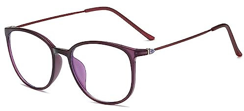 ZUVGEES Mode Runden TR90 Blaulichtfilter Lesebrille für Herren und Damen mit Federscharnier Lightweight Anti-blaue Computerbrille(Lila,100)