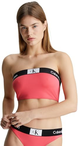 Calvin Klein Haut de Bikini Femme Longline Bandeau sans Bretelle, Rose (Calypso Coral), M