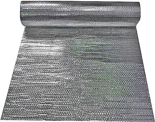 Rouleau d'isolation en feuille d'aluminium, pare-vapeur en aluminium, pare-vapeur à barrière thermique auto-adhésive, pour plancher de porte de grenier de remise murale (taille: 1x